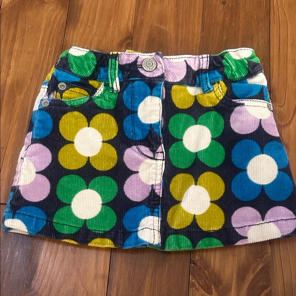 Mini Boden Vibrant Floral Corduroy Skirt